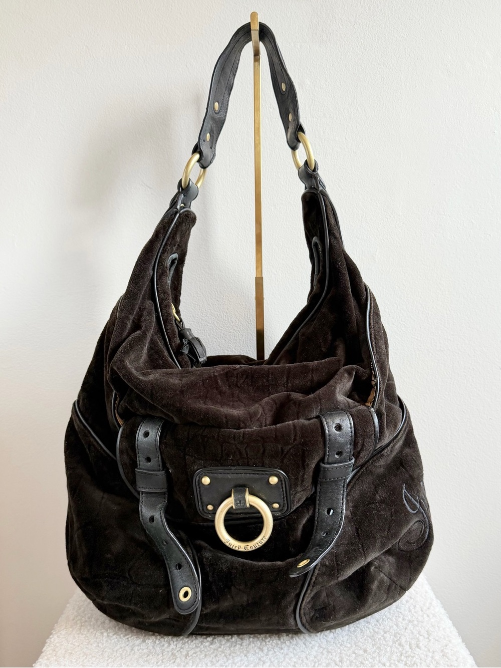 Vintage Y2K Juicy Couture Brown Velour Hobo Bag